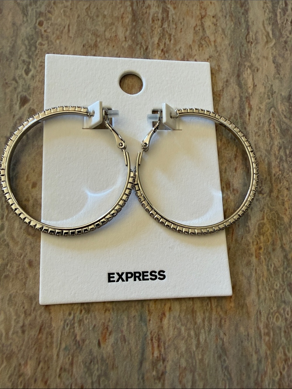 Express Silver Sparkly Hoop Earrings